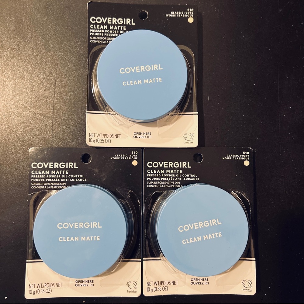 Lot 3 Covergirl Clean Matte Pressed Powder Sensitive Skin #510 Classic Ivory New